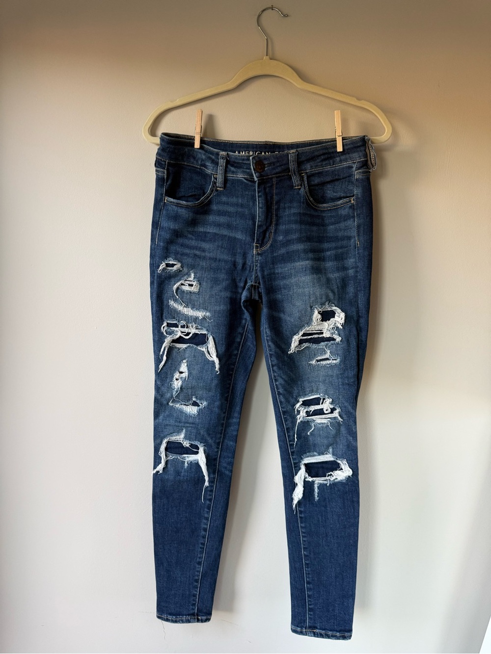 American Eagle Outfitters Ripped Dark Blue Skinny Jeans